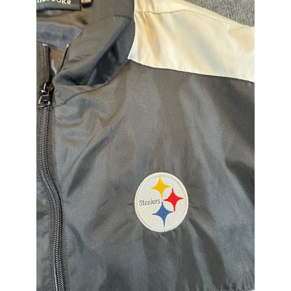 Dunbrooke Pittsburgh Steelers Windbreaker Jacket Mens 2XL Black Grey Colorblock